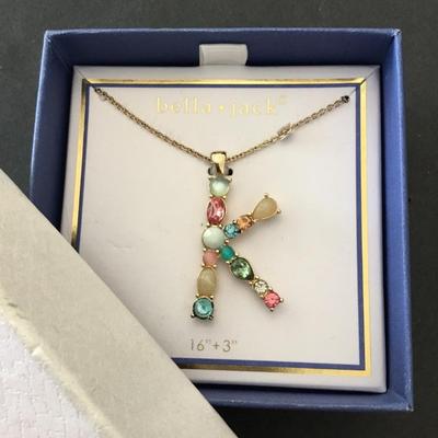 Bella & Jack monogram K multicolor stone necklace. Very nice.