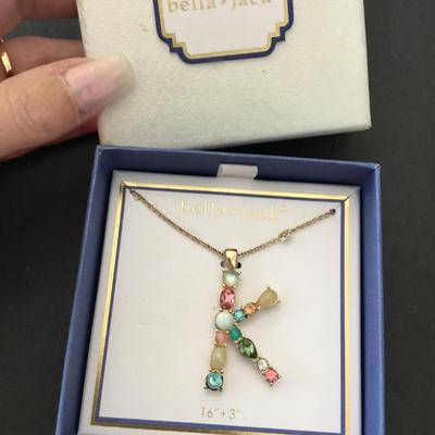 Bella & Jack monogram K multicolor stone necklace. Very nice.