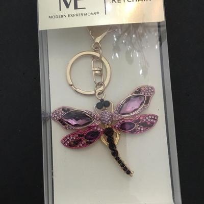 Super cute dragonfly, rhinestone keychain
