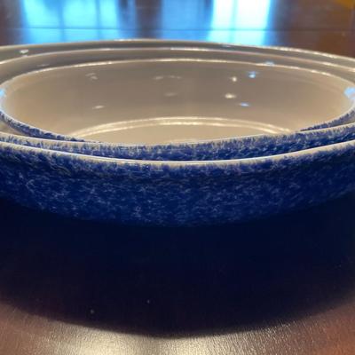 Blue sponge pottery and stars bowls