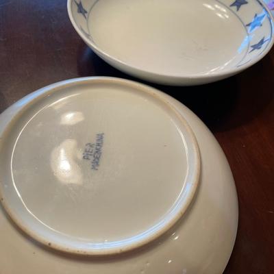 Blue sponge pottery and stars bowls