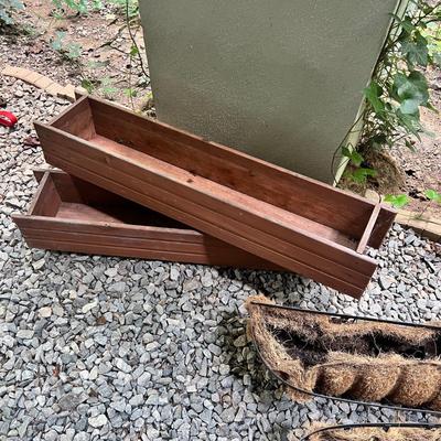 Two Wooden & Two Metal/Lined Flower Planter Boxes (BW-RG)