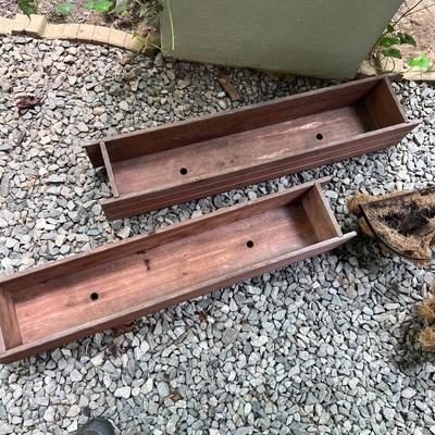 Two Wooden & Two Metal/Lined Flower Planter Boxes (BW-RG)