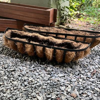 Two Wooden & Two Metal/Lined Flower Planter Boxes (BW-RG)