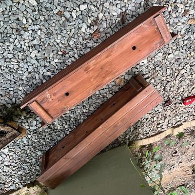Two Wooden & Two Metal/Lined Flower Planter Boxes (BW-RG)