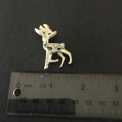 Vintage white enamel Christmas holiday reindeer, pin brooch