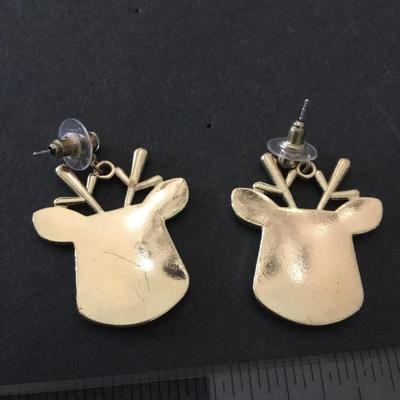 Nice very cute reindeer Christmas dangle earrings
