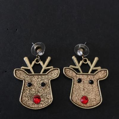 Nice very cute reindeer Christmas dangle earrings