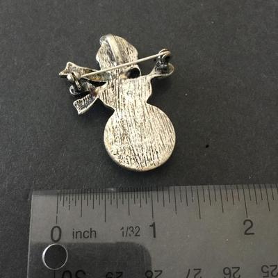 Vintage tone clear Cabochon Christmas snowman pins/brooch