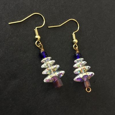 Cute Christmas crystal Christmas tree earrings