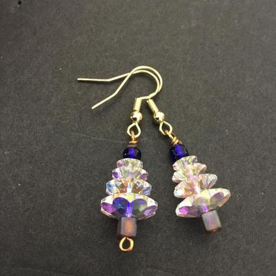 Cute Christmas crystal Christmas tree earrings