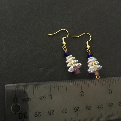 Cute Christmas crystal Christmas tree earrings