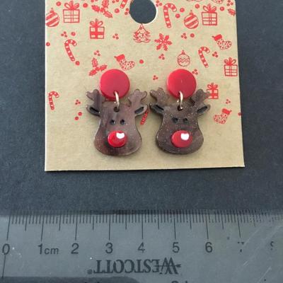 Cute acrylic Christmas moose earrings