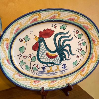 Large rooster and platter