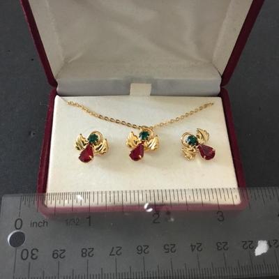 Vintage Christmas angel necklace and matching earrings