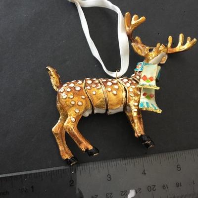 Vintage Cloisonné ornament reindeer, articulating very nice super cute