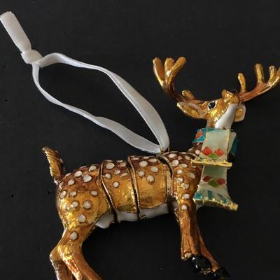 Vintage Cloisonné ornament reindeer, articulating very nice super cute