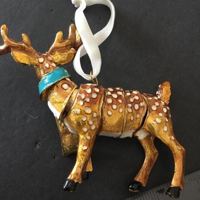 Vintage Cloisonné ornament reindeer, articulating very nice super cute