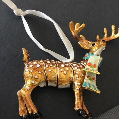 Vintage Cloisonné ornament reindeer, articulating very nice super cute