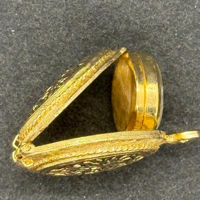 Goldtone Corlon Pocket Watch Case with Flip-Out Watch