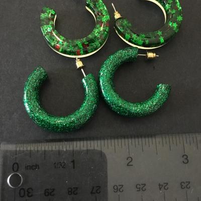 Super cute, holiday, Christmas acrylic, hoop earrings two pairs
