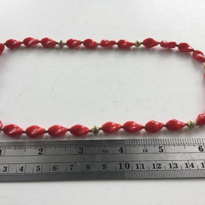 Red nugget beaded collar necklace