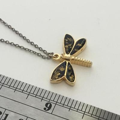 Gold tone dragonfly fashion necklace