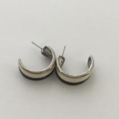 Silver tone black and white fashion earrings