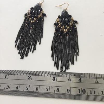 Gold tone black beautiful statement earrings