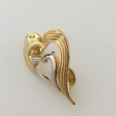 Unmarked gold tone heart push pin