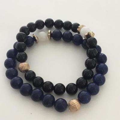 Black and blue beaded fashion bracelets