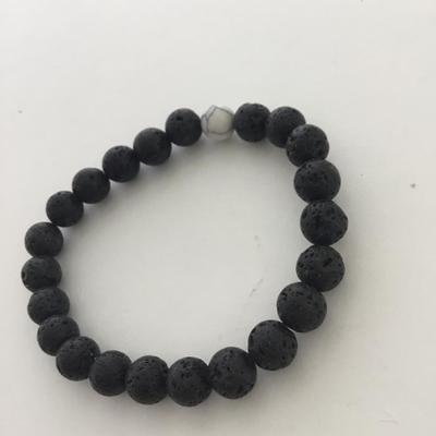 Black beaded unique stretchy bracelet