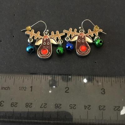 Christmas moose dangle earrings
