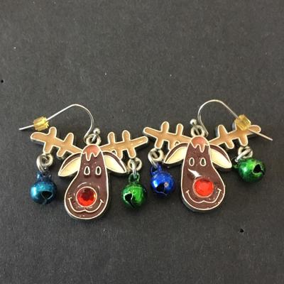 Christmas moose dangle earrings