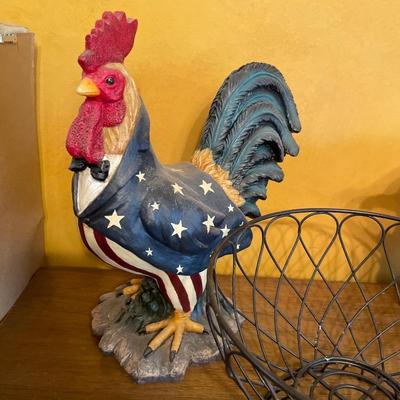 American resin rooster and bowls