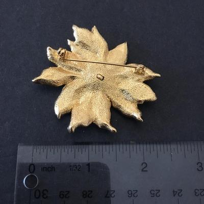 Vintage enamel Christmas poinsettia, flower, brooch