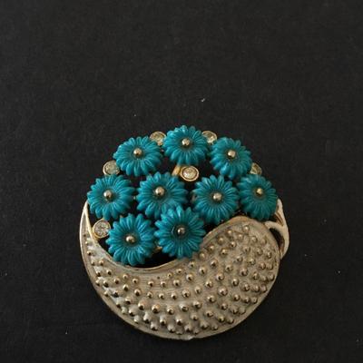 Vintage, celluloid, flower, brooch