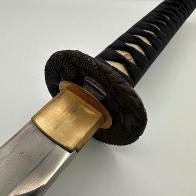 Katana Style Samurai Sword with Black Saya & Dragon Tsuba