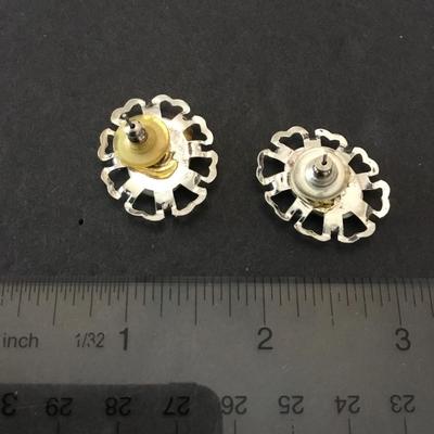 Beautiful, vintage, porcelain hand painted , flower stud, earings Upcycling