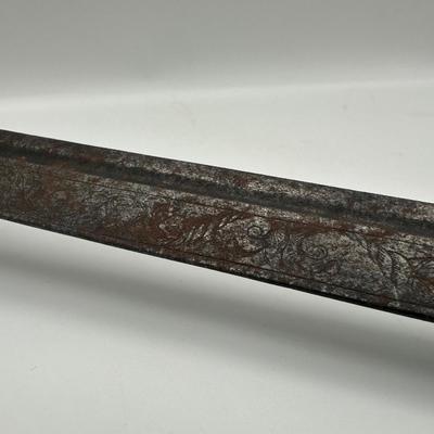 19th-Century Spanish Cavalry Sabre – Etched Blade & Floral Cup Guard (See description)
