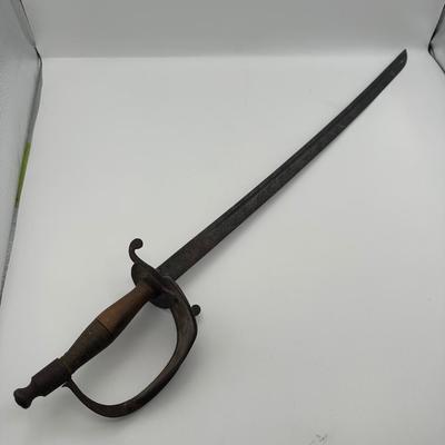 19th-Century Spanish Cavalry Sabre – Etched Blade & Floral Cup Guard (See description)