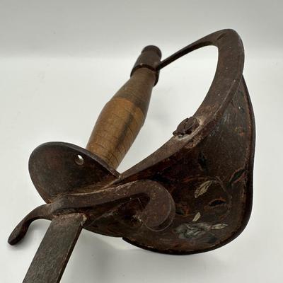 19th-Century Spanish Cavalry Sabre – Etched Blade & Floral Cup Guard (See description)