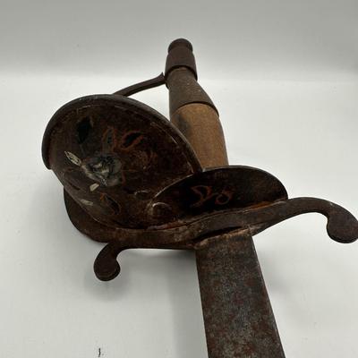 19th-Century Spanish Cavalry Sabre – Etched Blade & Floral Cup Guard (See description)