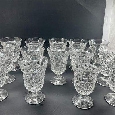 Fostoria Juice glasses, Tea pots, Large glass bowls