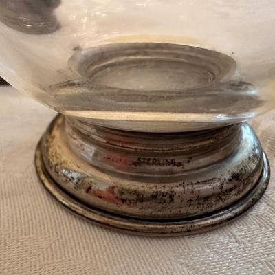 Vintage Etched Glass & Sterling Silver Grated Cheese Shaker