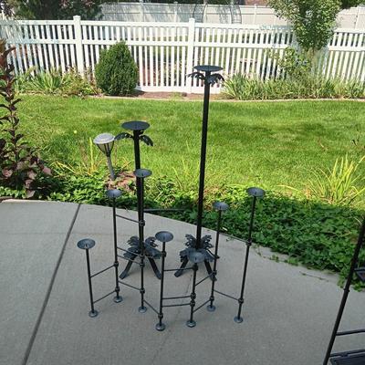 ADJUSRABLE MULTI CANDLE HOLDER AND 2 TALL CANDLE HOLDERS