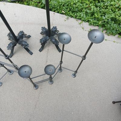 ADJUSRABLE MULTI CANDLE HOLDER AND 2 TALL CANDLE HOLDERS
