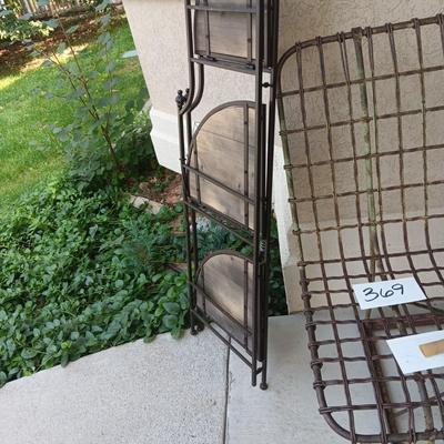 FOLDING CORNER SHELF AND 2 FLOWER POTS