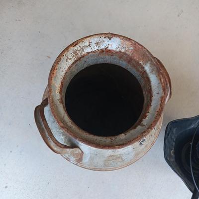 OLD MILK CAN AND A COAL/ASH BUCKET WITH SHOVEL