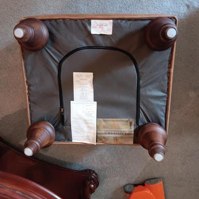 LATITUDES LEATHER TUFTED CHAIR AND OTTOMAN
